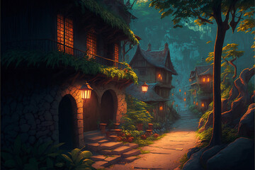 Cobblestone road Superb anime and D&D style.	