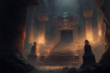 Abandoned Aztec City Superb anime and D&D style.	