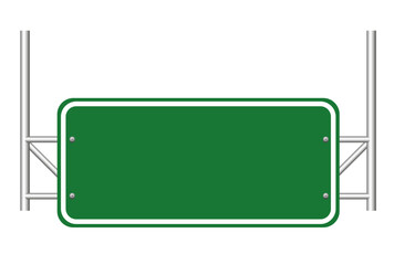 Blank rectangle shaped green road sign on white background