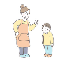 こどもを叱る母親