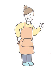 怒るエプロン姿の女性