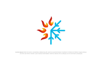 Fototapeta na wymiar illustration vector graphic designs. pictogram hot and cold logo, fire and snow logo
