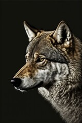 gray wolf portrait, generative art 