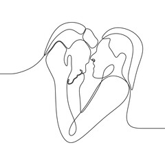 continuous drawing single line art illustration romantic couple