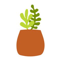 hand drawn illustration cute clay pot and green succulent vector