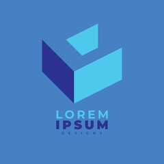 Geometric inside cut logo. C Letters. C cube monogram. Construction logo. Letter C 3D Logo.