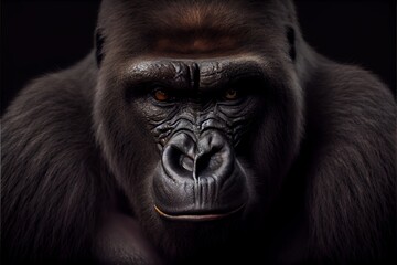 Portrait of an angry gorilla. Generative AI