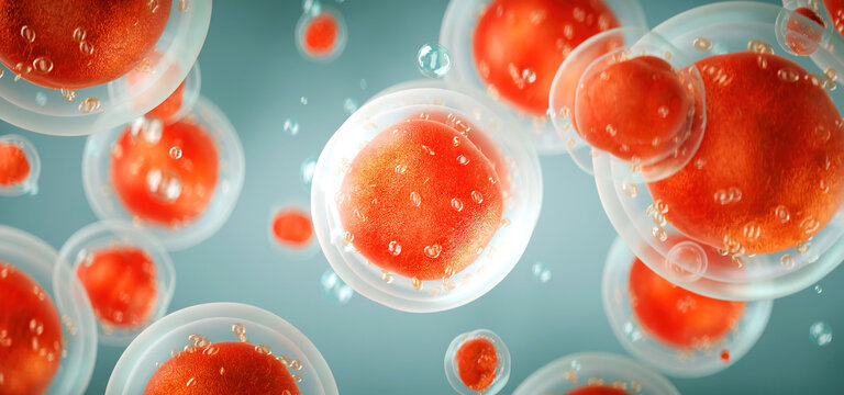 3D rendering of human cell or embryonic stem cell microscope background