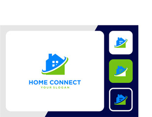 home logo design with connection and smart