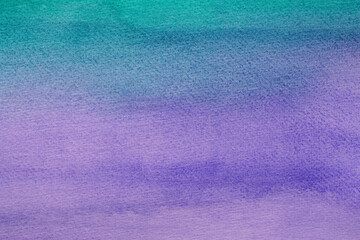 Abstract purple and green watercolor painting as background, top view