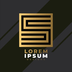 Minimalist Abstract Initial letter S logo. letter S SQUARE logo. Unusual geometric letter S Line. Monogram architecture vector logo isolated.