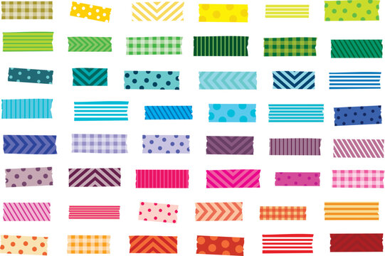 Premium Vector  Cute washi tape big set collection in minimalist natural  color. variation of decorative tape clip art in white background.