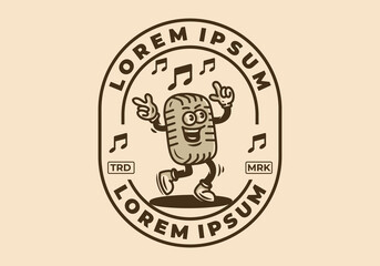 Mascot character illustration badge of singing microphone