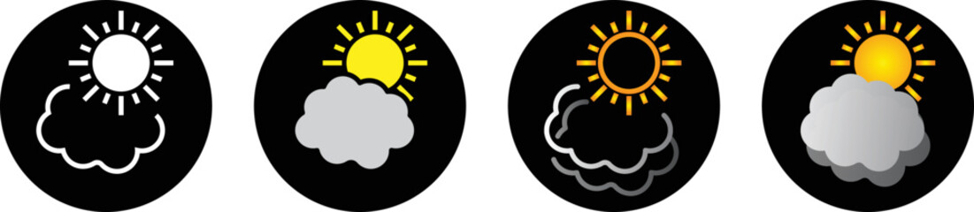 cloud with sun icon set. weather icon collections symbol sign with transparent background, vector illustration