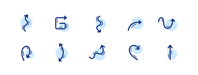 10 pixel perfect arrow icons. Doodle user interface design elements. Set 6