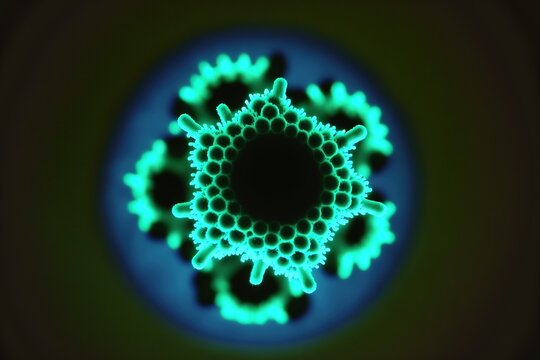 Bacteria. corona virus 2019.  microscopic view of floating influenza virus cells. Generative AI