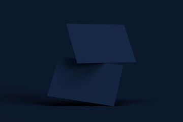 Realistic floating business branding card mockup template with shadow. 3d Rendering