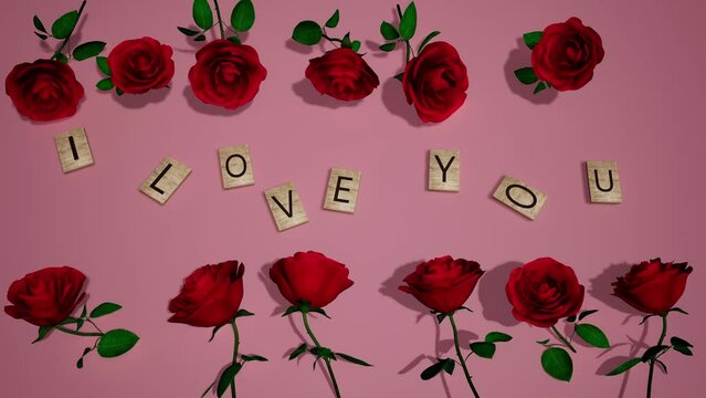 i love you text animation video love romantic valentines day celebrate wish holiday wood characters
