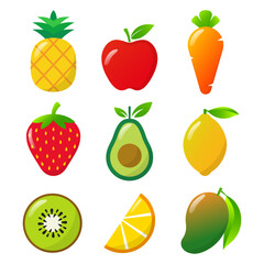 set illustrations fruit vector.