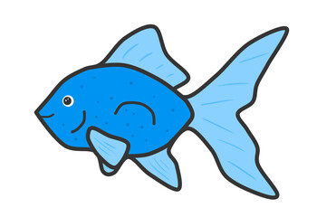 Illustration design of blue goldfish