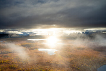 Far East of Russia, Magadan region, Susumansky district, lake Malyk..Surroundings of the mountain lake Malyk in the north of the Far East is located five hundred kilometers from the city of Magadan.