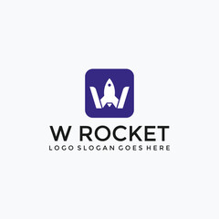 W letter rocket logo vector image