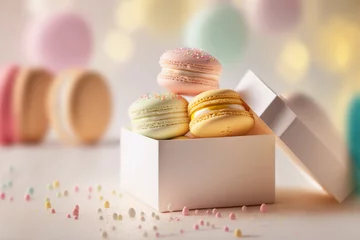 Deurstickers colorful macarons in box made with Generative AI  © MyBears