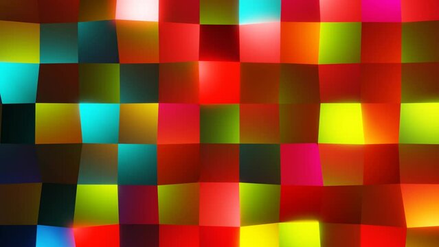 multi coloured glow mosaic, music rhythm pixel cubes motion background. High quality 4k footage