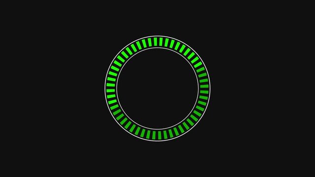 Dashed Circle Loader. The color of the ring changes from white to green. Graphic elements. Alpha Channel Render Animation. Loop 4k. Alpha from Lightness (Unmult) or BlendingMode to remove background