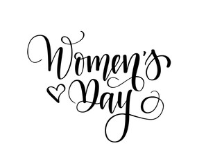 Women's Day. Spring holiday card design. Modern calligraphy phrase on transparent background
