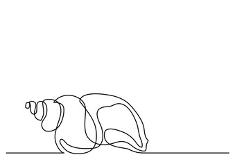 continuous line drawing vector illustration with FULLY EDITABLE STROKE of sea shell