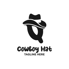 Letter Q Cowboy Hat Logo Design Template Inspiration, Vector Illustration.