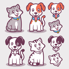 Dog Cat Cartoon Vector Mascot Design