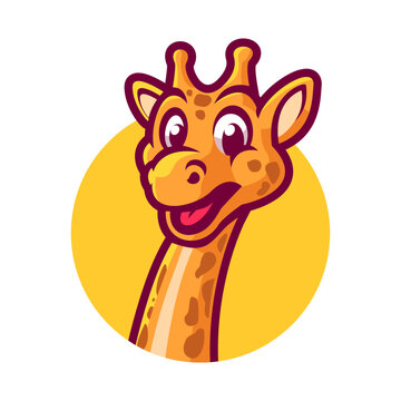 Giraffe cartoon character mascot logo