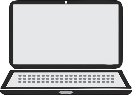 Laptop with blank screen silver color isolated on transparent background - super high quality image. PNG file.