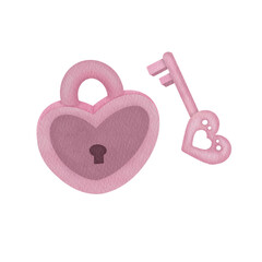 Watercolor Heart lock key