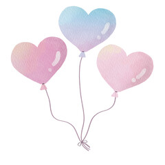 Watercolor Love heart balloon