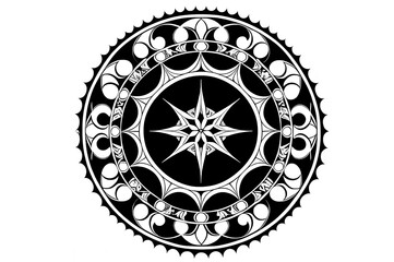 ornamental round ornament,Asthetic universal zentangle mandala in black and white