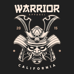 Samurai illustration vintage monochrome style vector artwork