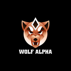 Vector Logo Illustration Wolf Alpha Gradient Colorful Style.