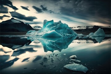 Icy glacier lagoon abstract background. Generative AI - obrazy, fototapety, plakaty