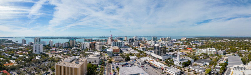 Fototapeta na wymiar Aerial panorama Downtown Sarasota Florida