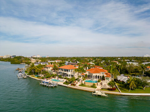 Aerial photo luxury real real estate Sarasota Florida USA