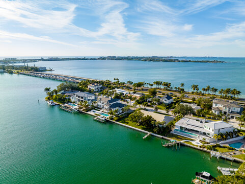 Aerial photo Sarasota luxury homes on Bird Key