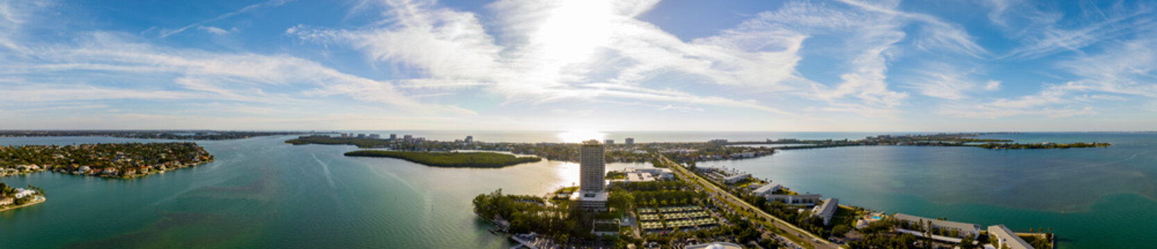Aerial panorama Lido Key Sarasota Florida USA