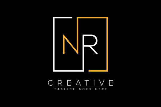 Initial letter nr, rn, n, r elegant and luxury Initial with Rectangular frame minimal monogram logo design vector template