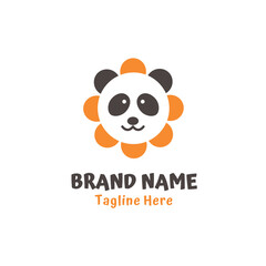 Simple and funny flower with panda face logos abstract design template. 