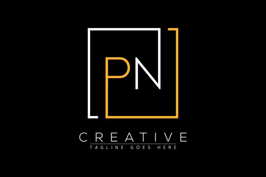 Initial letter pn, np, n, p elegant and luxury Initial with Rectangular frame minimal monogram logo design vector template
