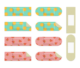 Colorful medical plaster with fruit image concept