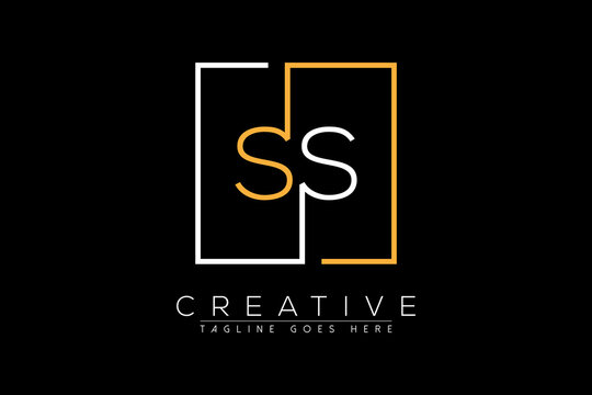 Initial letter ss, ss, s, a elegant and luxury Initial with Rectangular frame minimal monogram logo design vector template